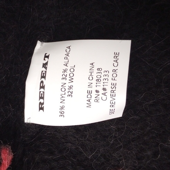 Repeat Womens Sweater Sz XXS Alpaca Wool Black Pink Oversized Warm Winter Fall - Picture 5 of 8